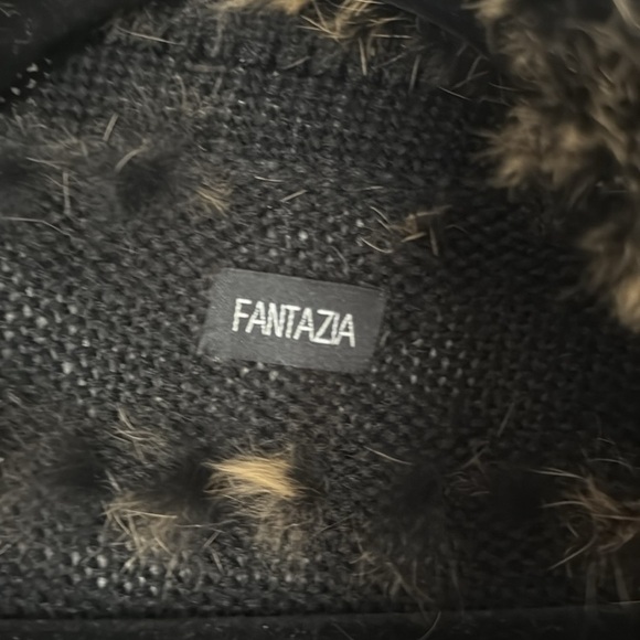 VINTAGE Black and Brown rabbit Fur Vest Fantazia szM - Picture 2 of 7